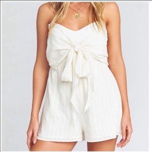 Show Me Your MuMu White Metallic Gold Melissa Romper Size M Medium